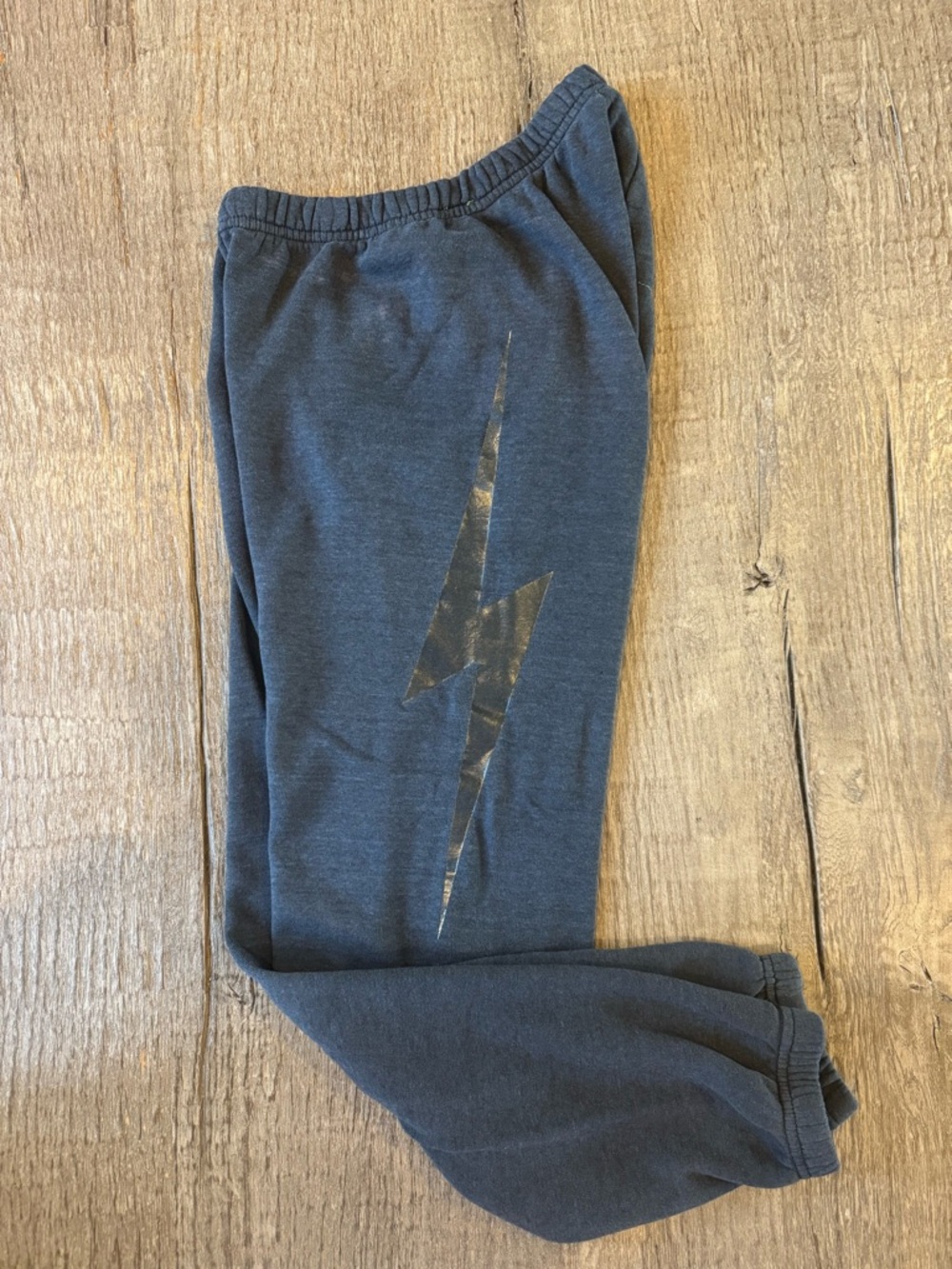 Aviator Nation Charcoal Gray Track Joggers with Metallic Lightning Bolt
